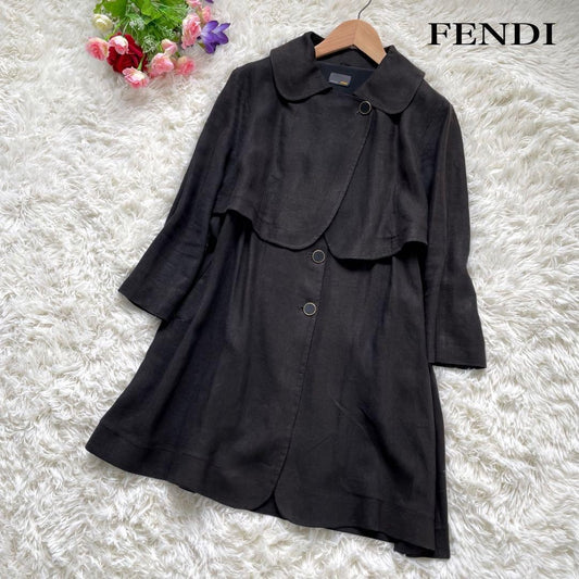 FENDI Trench Coat Asian fit XL 42 US size L Dark Brown Authentic
