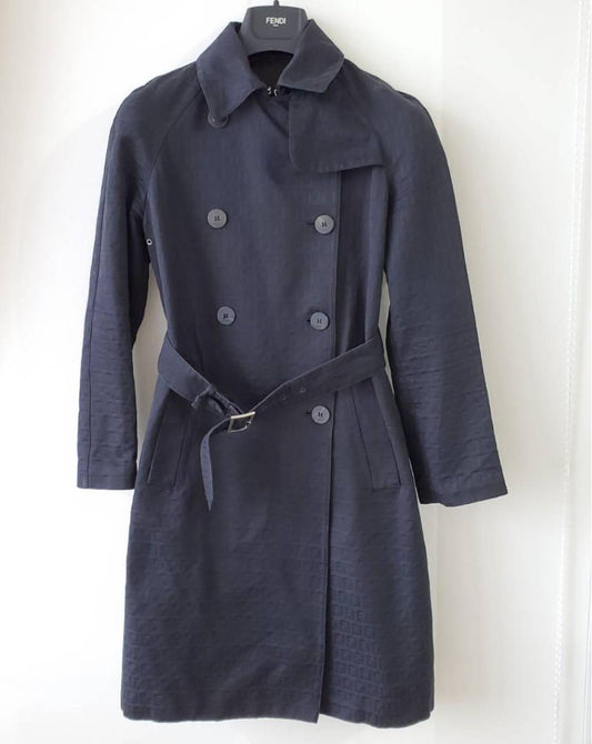 FENDI Trench Coat Asian fit M US size S Navy Authentic