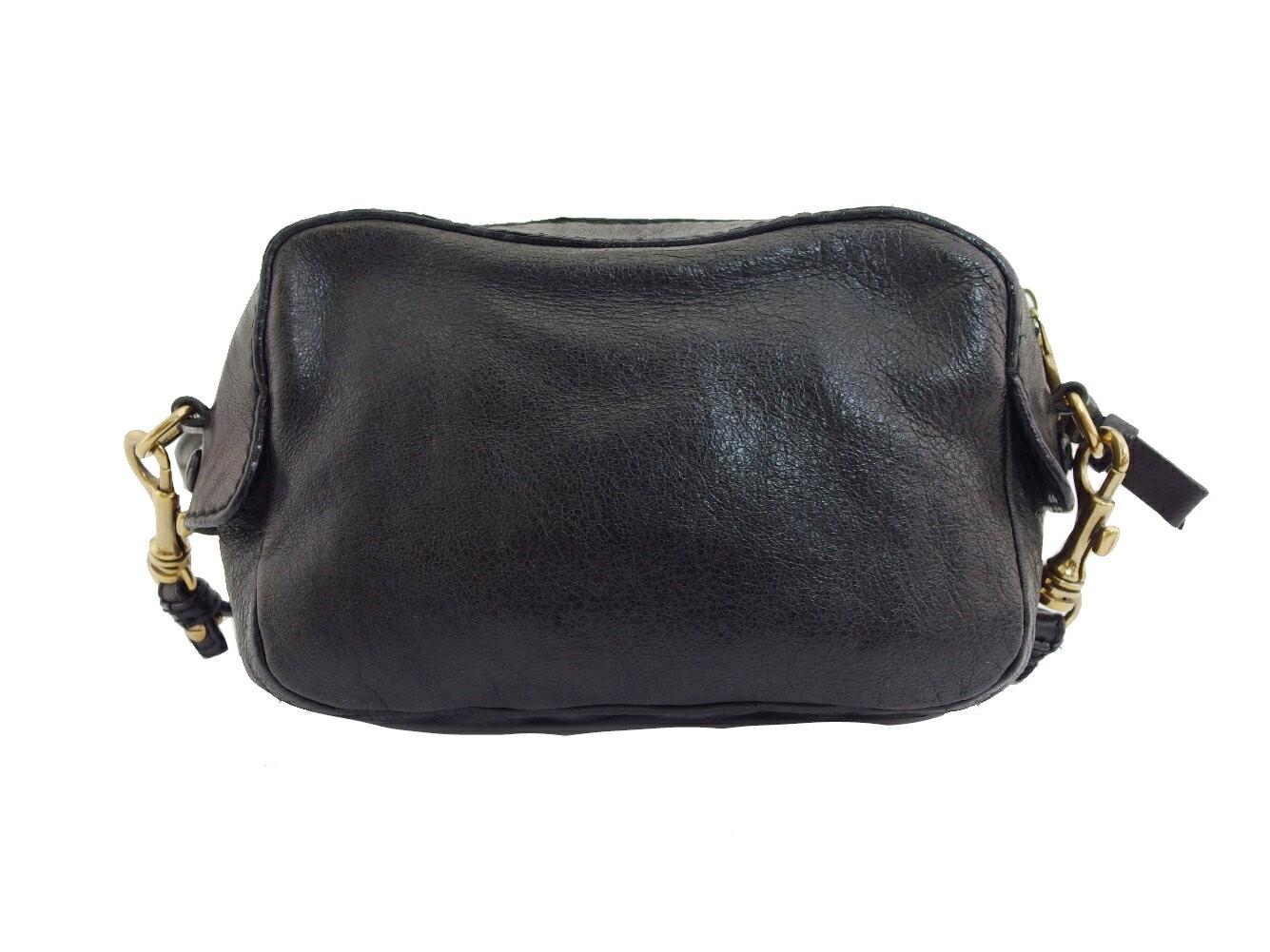 Chloe Shoulder Bag Purse Logo Black Gold Authentic