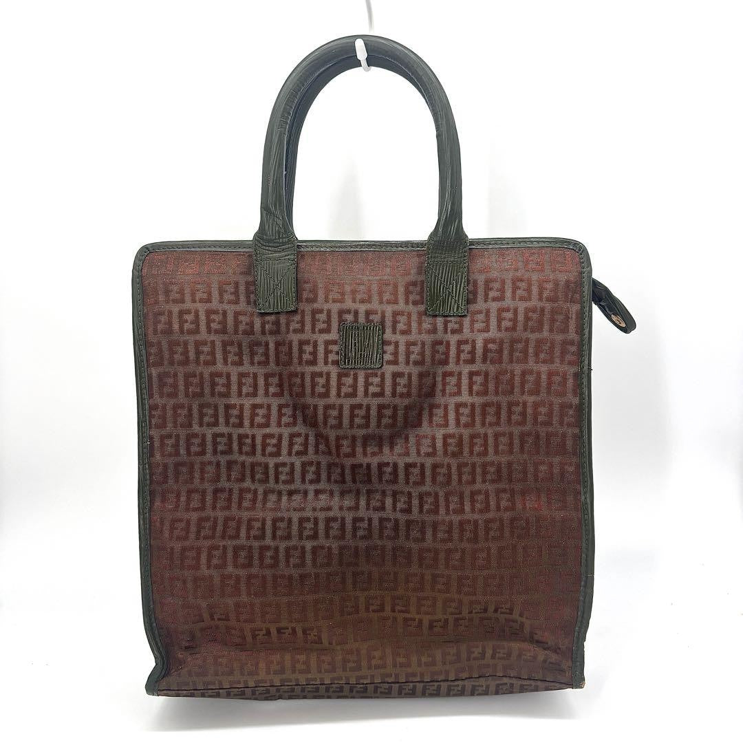 FENDI Hand Bag Tote Purse FF Zucchino Green Authentic