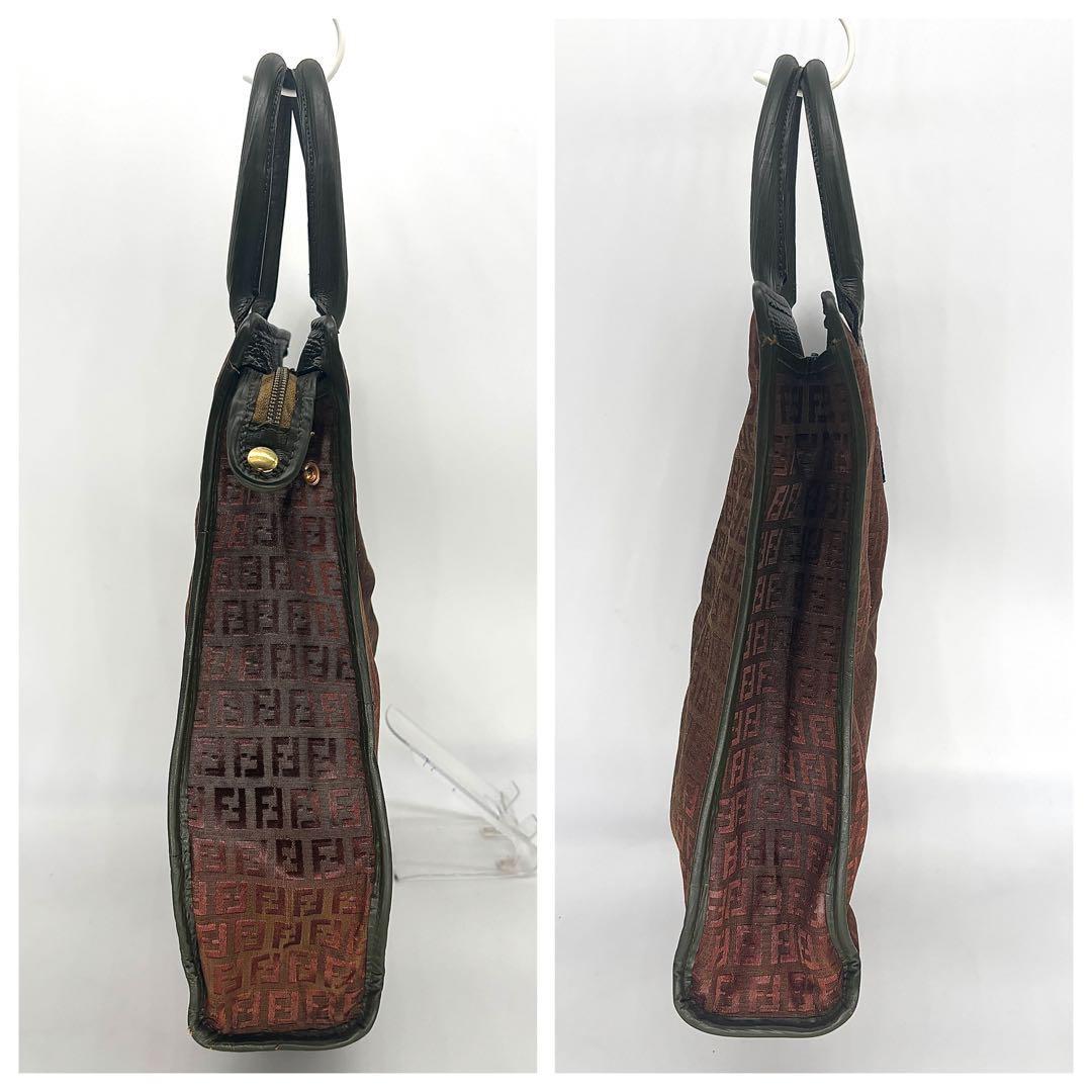 FENDI Hand Bag Tote Purse FF Zucchino Green Authentic