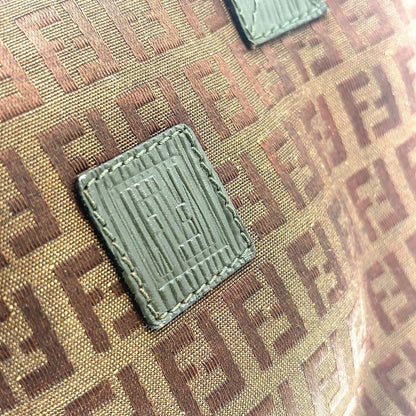 FENDI Hand Bag Tote Purse FF Zucchino Green Authentic