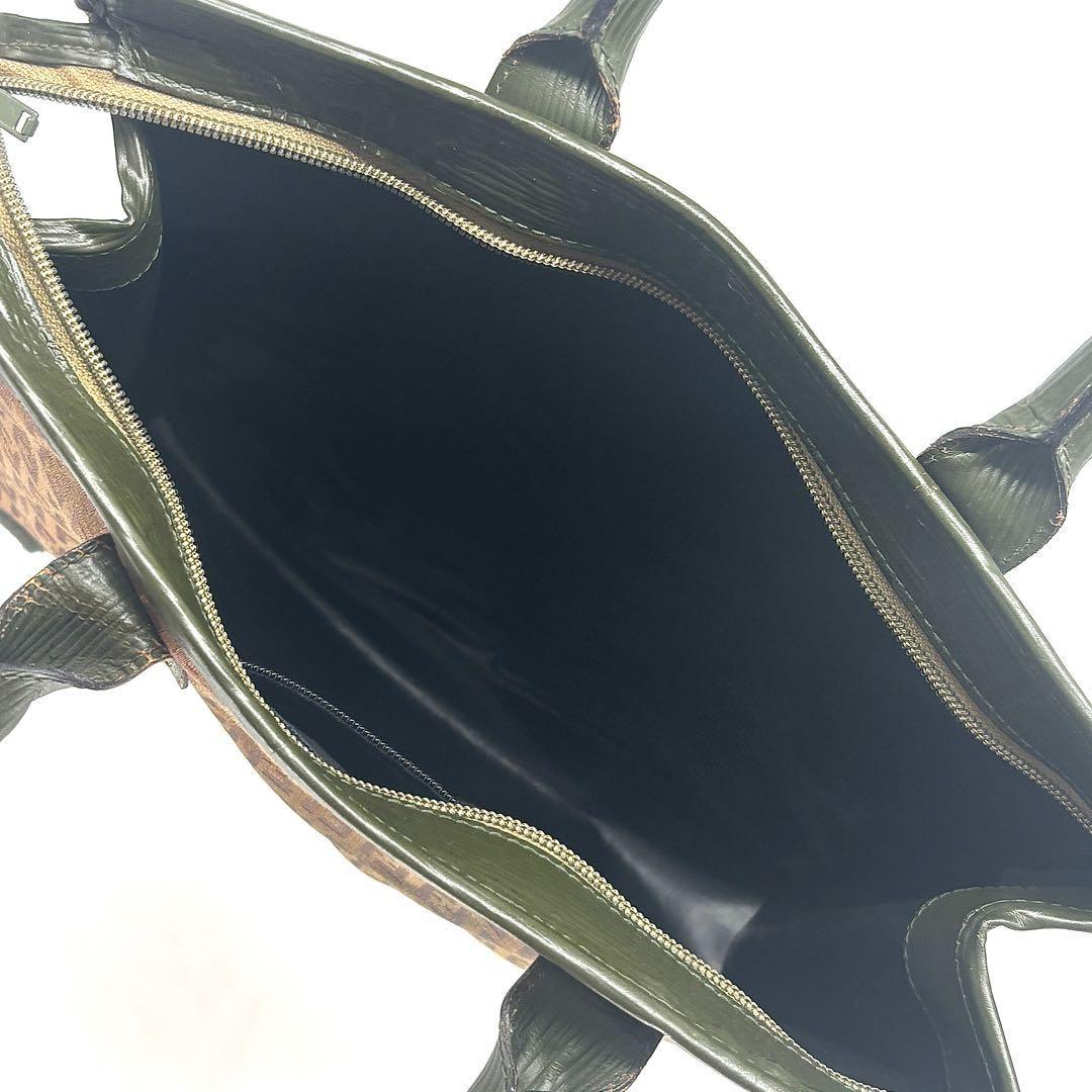 FENDI Hand Bag Tote Purse FF Zucchino Green Authentic