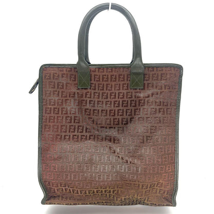 FENDI Hand Bag Tote Purse FF Zucchino Green Authentic