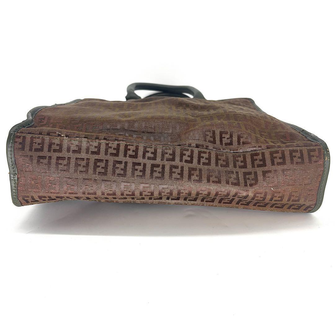 FENDI Hand Bag Tote Purse FF Zucchino Green Authentic