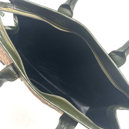 FENDI Hand Bag Tote Purse FF Zucchino Green Authentic