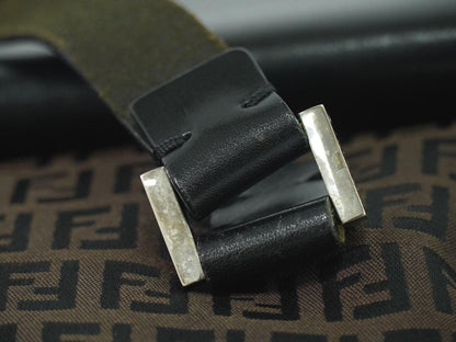 FENDI Hand Bag Tote Purse FF Zucchino Canvas Brown Authentic