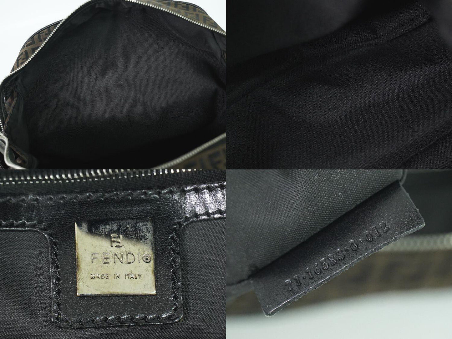 FENDI Hand Bag Tote Purse FF Zucchino Canvas Brown Authentic