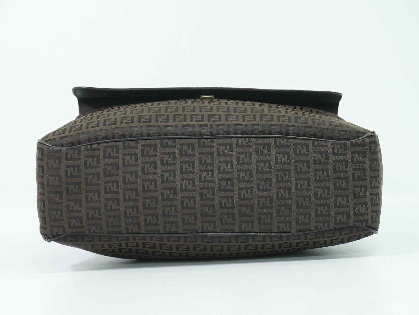 FENDI Hand Bag Tote Purse FF Zucchino Canvas Brown Authentic