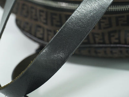 FENDI Hand Bag Tote Purse FF Zucchino Canvas Brown Authentic