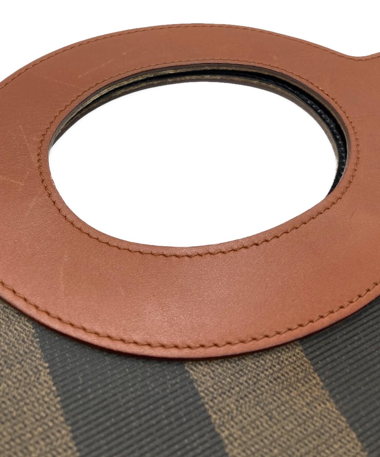 FENDI Hand Bag Tote Purse FF Pecan Brown Authentic