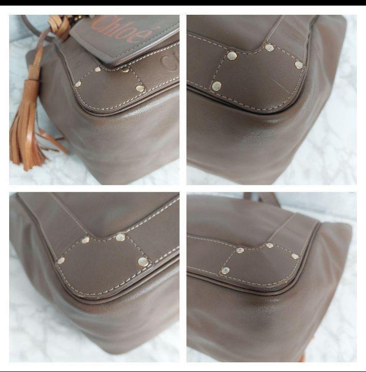 Chloe Shoulder Bag Tote Purse EDEN Leather Brown Authentic