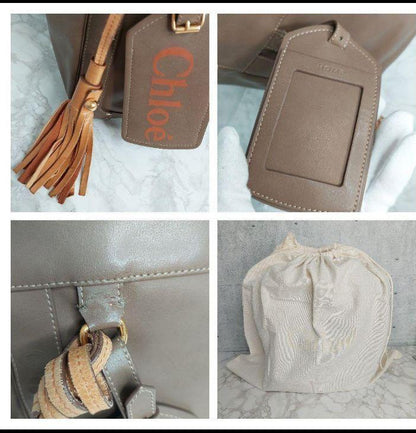 Chloe Shoulder Bag Tote Purse EDEN Leather Brown Authentic