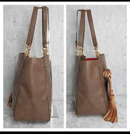 Chloe Shoulder Bag Tote Purse EDEN Leather Brown Authentic