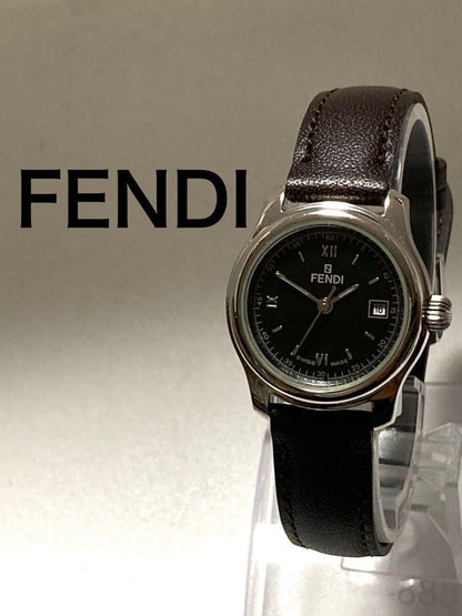 FENDI 210L Quartz Watch Wristwatch FF Logo Black Women's Authentic