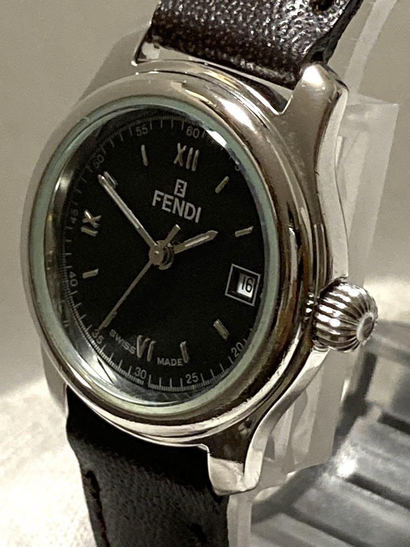 FENDI 210L Quartz Watch Wristwatch FF Logo Black Women's Authentic