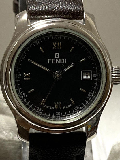 FENDI 210L Quartz Watch Wristwatch FF Logo Black Women's Authentic