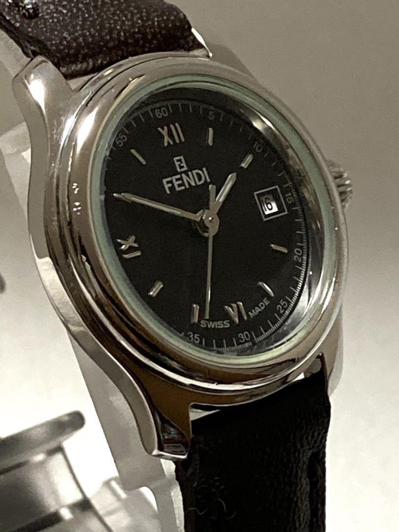 FENDI 210L Quartz Watch Wristwatch FF Logo Black Women's Authentic