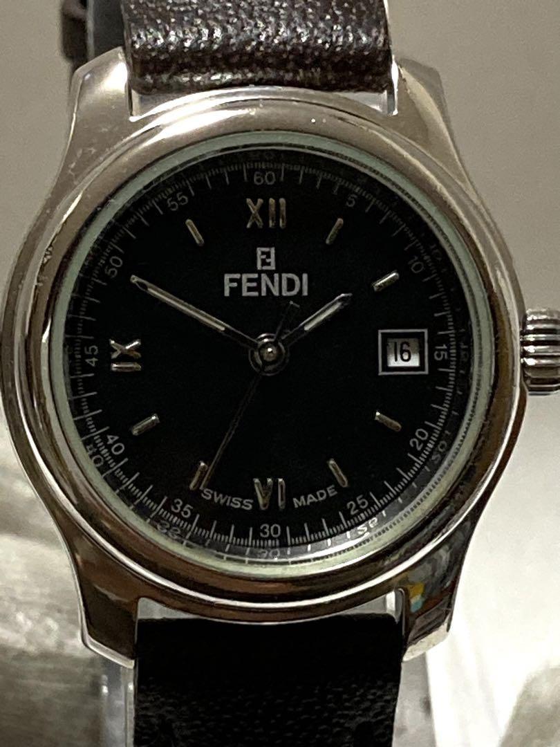 FENDI 210L Quartz Watch Wristwatch FF Logo Black Women's Authentic
