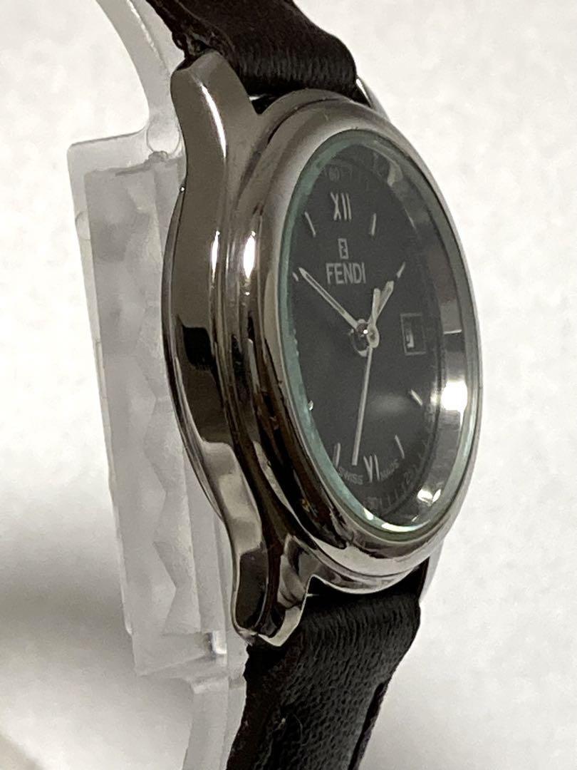 FENDI 210L Quartz Watch Wristwatch FF Logo Black Women's Authentic