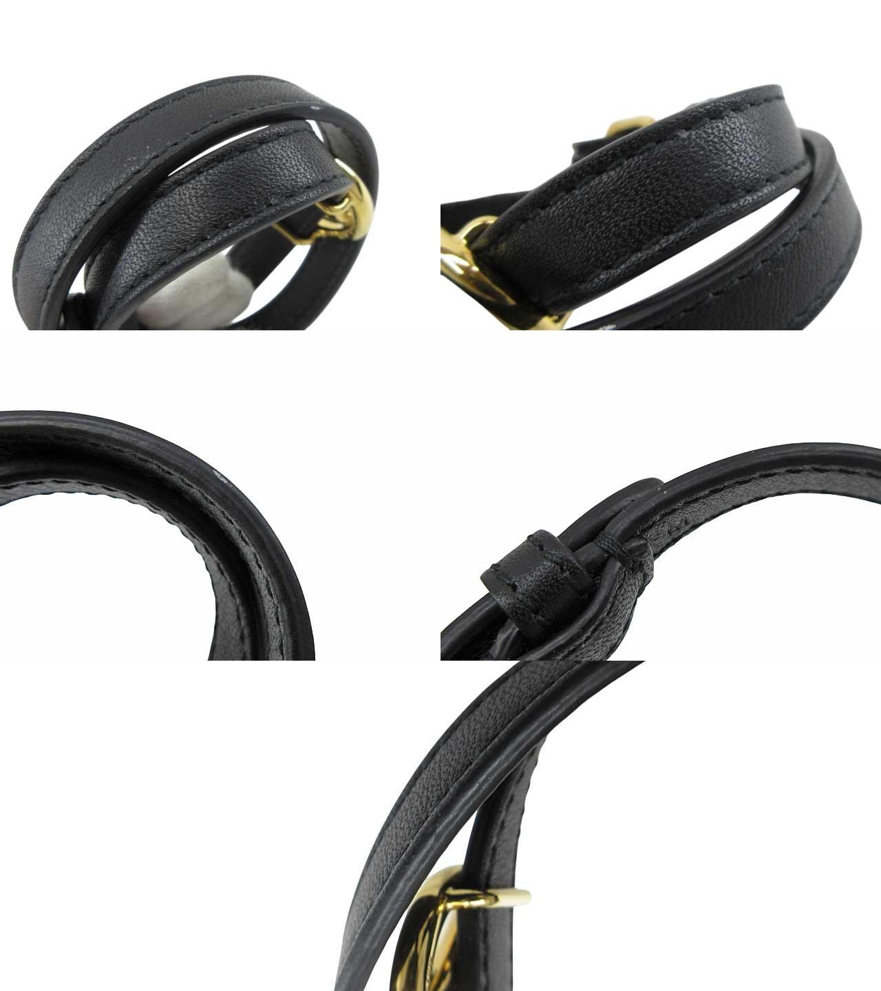 FENDI Bracelet Bangle Leather Gold Black Authentic