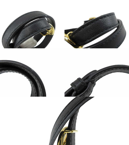 FENDI Bracelet Bangle Leather Gold Black Authentic