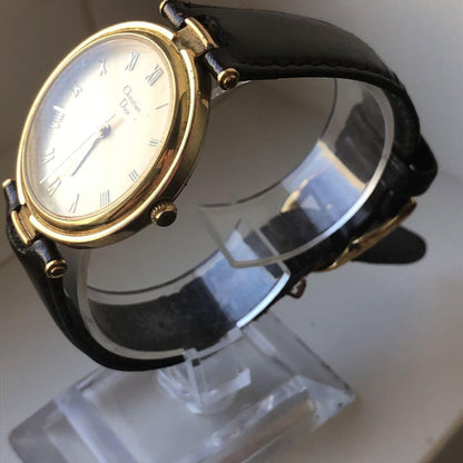 Christian Dior Watch Wristwatch Logo Gold Black Women's Authentic