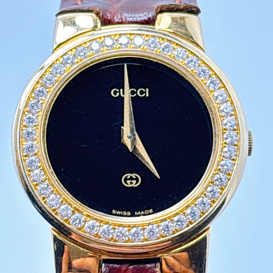 GUCCI 3300L Quartz Watch Wristwatch Gold Black Women's Authentic