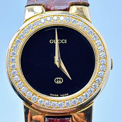 GUCCI 3300L Quartz Watch Wristwatch Gold Black Women's Authentic
