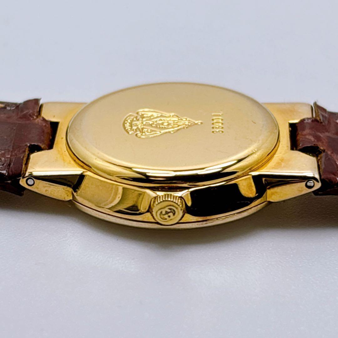GUCCI 3300L Quartz Watch Wristwatch Gold Black Women's Authentic
