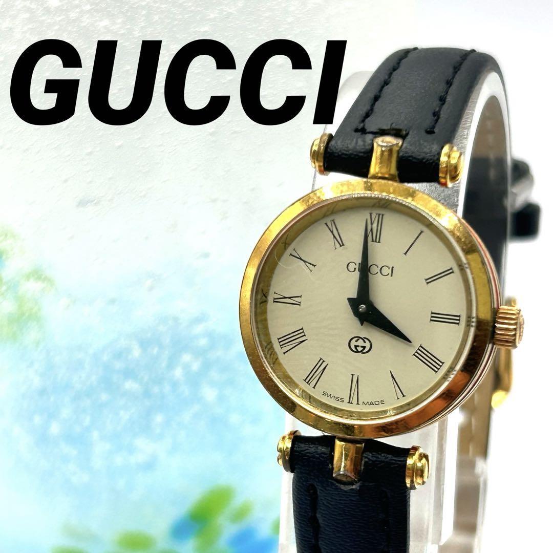 GUCCI Quartz Watch Wristwatch Gold White Beige Women's Authentic