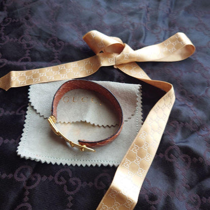 GUCCI Bracelet Bangle Light Brown Women Accessory Authentic