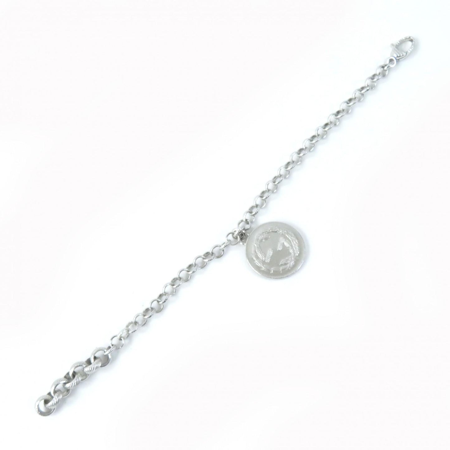 GUCCI Bracelet Bangle BEE Coin Interlocking G Silver Ag925 Women Accessory Auth