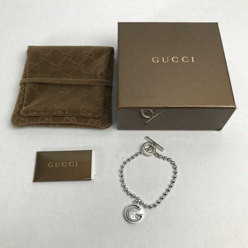 GUCCI Bracelet Bangle G Logo Silver 925 Unisex Accessory Authentic