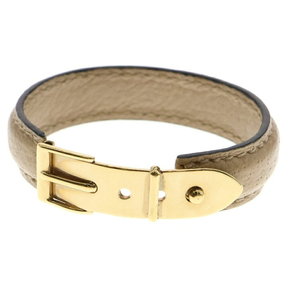 GUCCI Bracelet Bangle Leather Beige Women Accessory Authentic