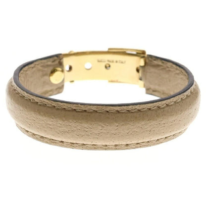 GUCCI Bracelet Bangle Leather Beige Women Accessory Authentic
