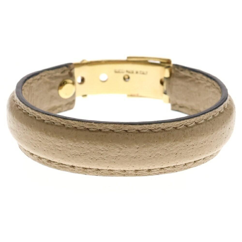 GUCCI Bracelet Bangle Leather Beige Women Accessory Authentic