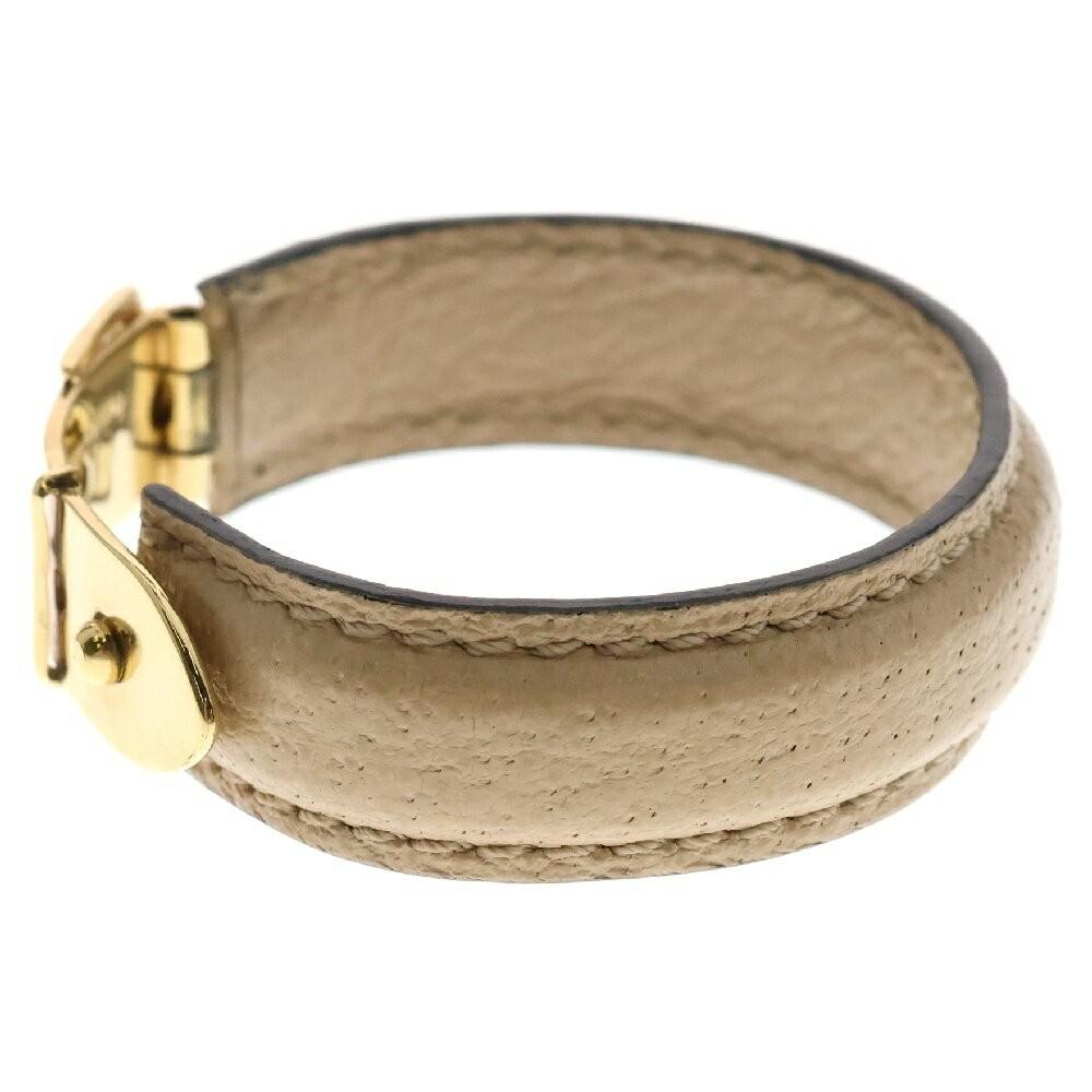 GUCCI Bracelet Bangle Leather Beige Women Accessory Authentic