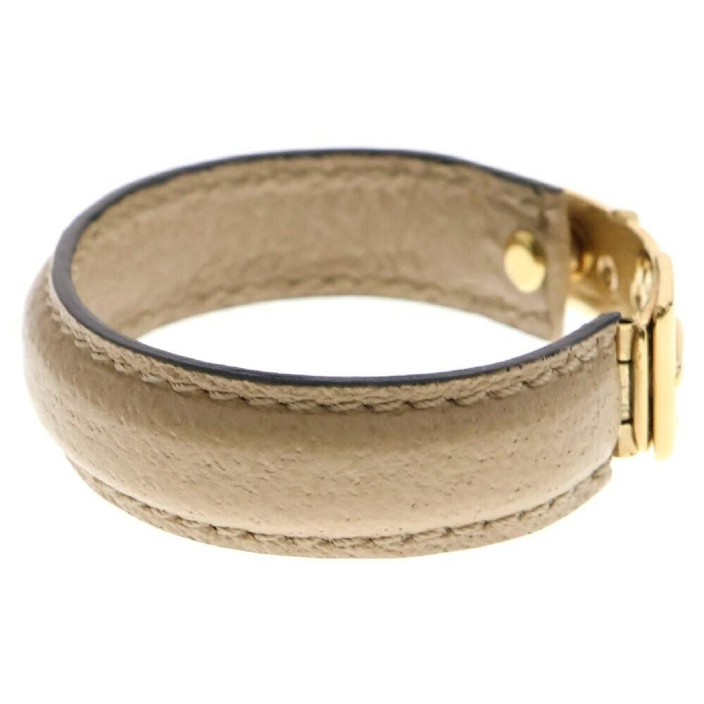 GUCCI Bracelet Bangle Leather Beige Women Accessory Authentic