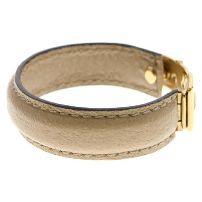 GUCCI Bracelet Bangle Leather Beige Women Accessory Authentic
