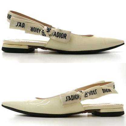 Christian Dior Flat Shoes J'ADIOR EU 34 US 4 Patent Leather White Authentic