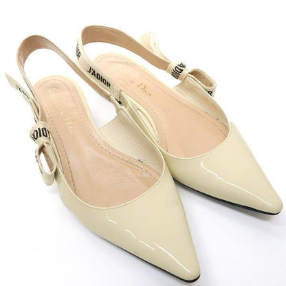 Christian Dior Flat Shoes J'ADIOR EU 34 US 4 Patent Leather White Authentic