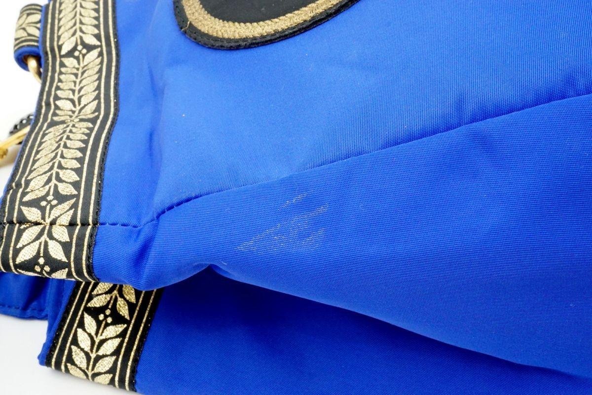 VERSACE Shoulder Bag Purse Nylon Blue Authentic