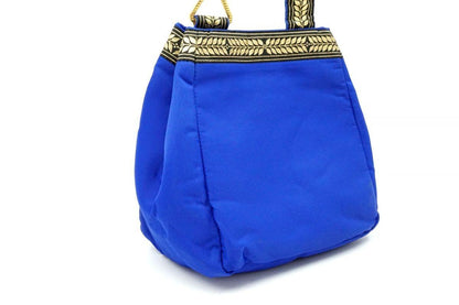 VERSACE Shoulder Bag Purse Nylon Blue Authentic