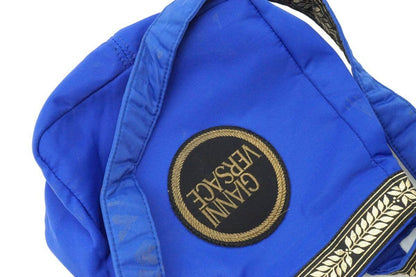 VERSACE Shoulder Bag Purse Nylon Blue Authentic