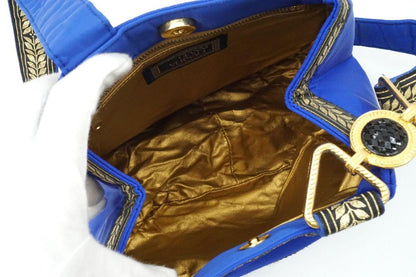 VERSACE Shoulder Bag Purse Nylon Blue Authentic