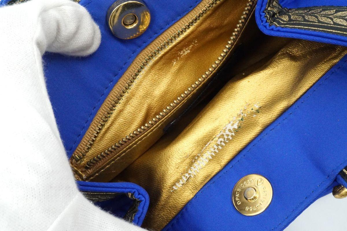 VERSACE Shoulder Bag Purse Nylon Blue Authentic