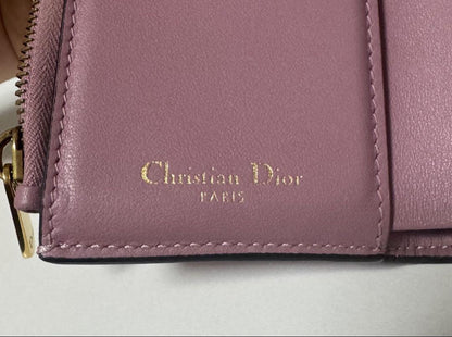 Christian Dior Tri-fold Wallet Compact Purse Saddle Pink Authentic