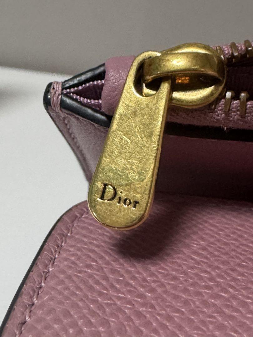 Christian Dior Tri-fold Wallet Compact Purse Saddle Pink Authentic