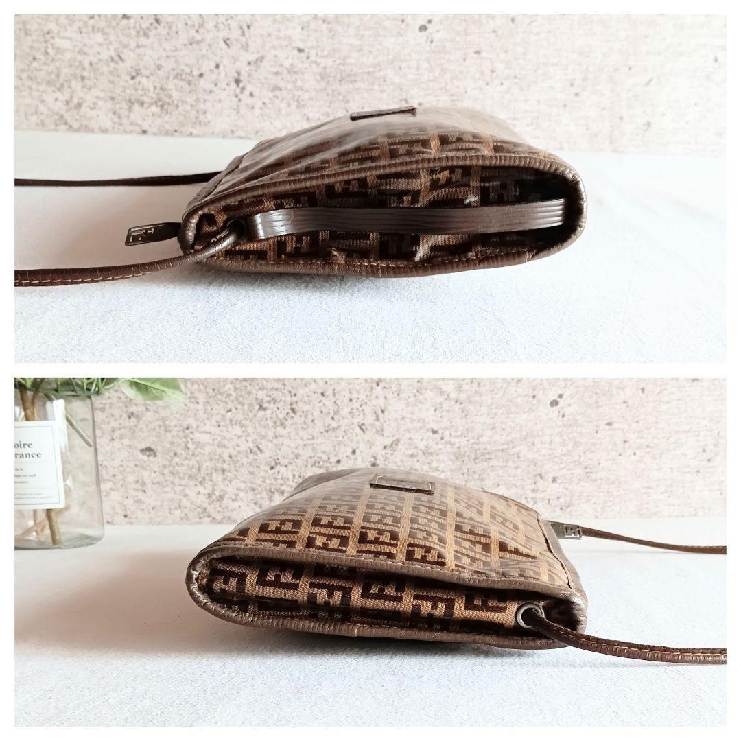 FENDI Shoulder Bag Purse FF Zucchino Brown Authentic